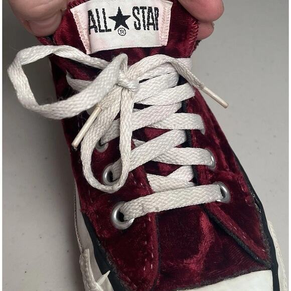 Vintage Converse Red Velour All Star Low Top 90s Made USA 4.5Y / Women’s 6 RARE - Picture 11 of 16